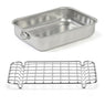 Lot plat à four rectangulaire haut 30 cm et grille 28 cm en acier inoxydable  Steel Pan - Mathon - 1