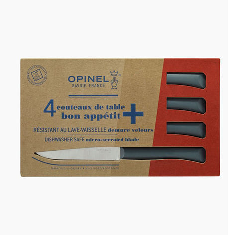 Coffret 4 couteaux de table lame micro-dentée 11 cm Bon Appétit Plus anthracite Opinel - Mathon - 1