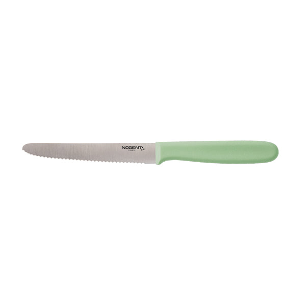 Couteau de table lame crantée à bout rond 11 cm céladon Daily Nogent - Mathon