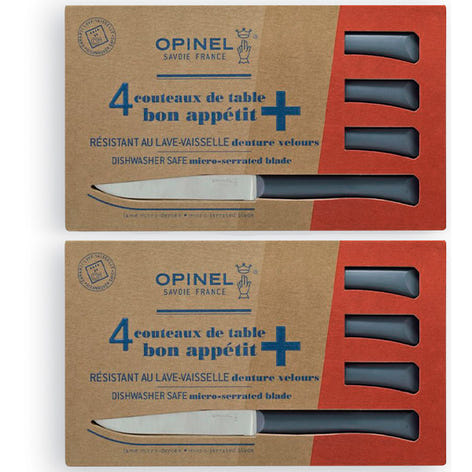 Lot de 2 coffrets 4 couteaux de table Anthracite Opinel - Mathon - 1