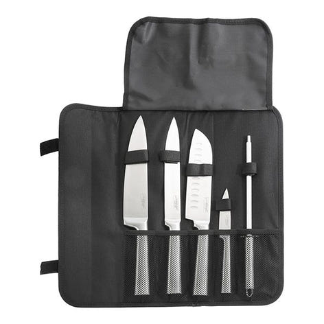 Sacoche 4 couteaux de cuisine et fusil à aiguiser Pradel Jean Dubost - Mathon - 1