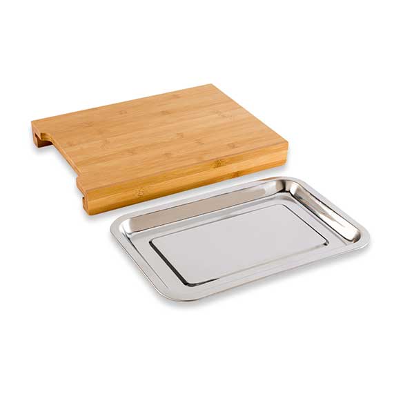 Planche à découper bambou 34 cm avec bac amovible inox Mathon - Mathon - 3