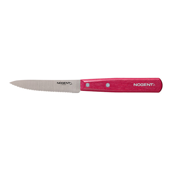 Couteau d’office lame crantée 9 cm bois de charme framboise Iconic Nogent - Mathon