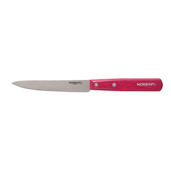 Couteau tomate lame crantée 11 cm bois de charme framboise Iconic Nogent - Mathon