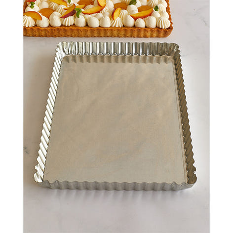 Moule à tarte rectangulaire en fer blanc fond amovible bords cannelés Gobel - Mathon - 2