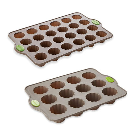 Lot 2 plaques Rigiflex 12 canelés et 24 mini-canelés en silicone et acier Mathon - Mathon - 1