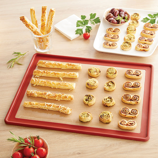 Lot 2 tapis plaque de cuisson en silicone et fibre de verre structure acier 39,7 x 29,5 cm  Mathon - Mathon - 4