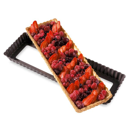 Moule à tarte amovible rectangle acier revêtu antiadhérent bords cannelés 36 cm Mathon - Mathon - 1