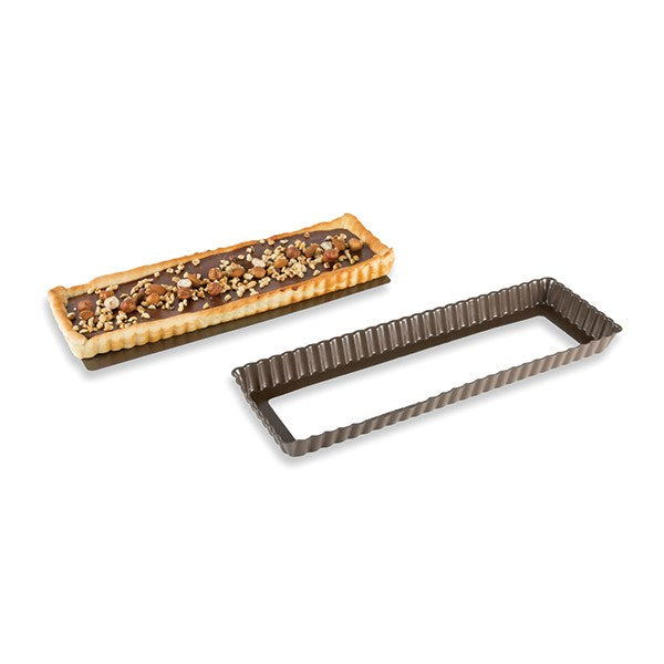 Moule à tarte amovible rectangle acier revêtu antiadhérent bords cannelés 36 cm Mathon - Mathon - 3