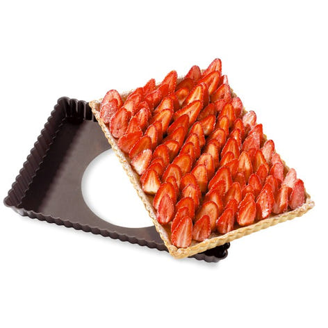 Moule à tarte amovible rectangle acier revêtu antiadhérent bords cannelés 30 cm Mathon - Mathon - 1