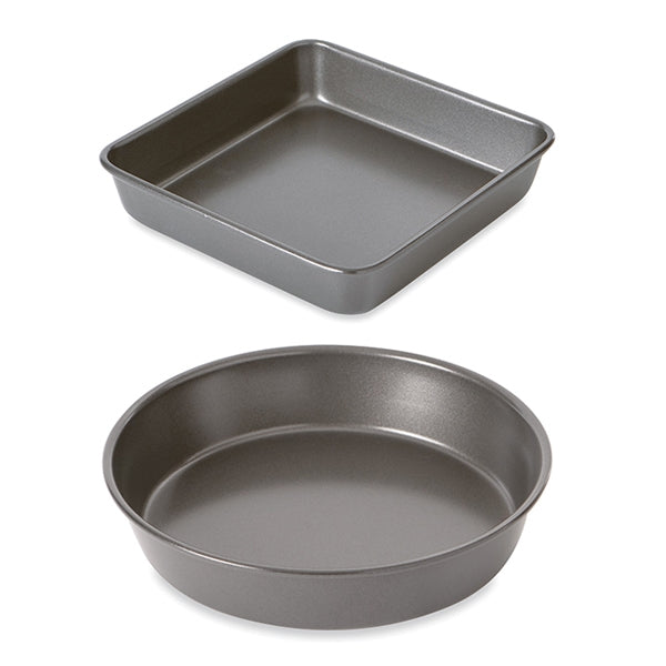 Lot 2 moules à manqué rond et carré acier revêtement antiadhérent 23 cm Mathon - Mathon - 2