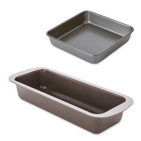 Lot moule à manqué carré 23 cm et moule à cake 30 cm acier revêtement antiadhérent Mathon - Mathon - 2