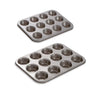 Lot 2 plaques 12 muffins et 12 mini-muffins acier revêtement antiadhérent Mathon - Mathon - 2