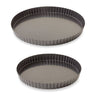 Lot 2 moules à tarte acier revêtu bords cannelés 24,5 et 28 cm Mathon - Mathon - 1