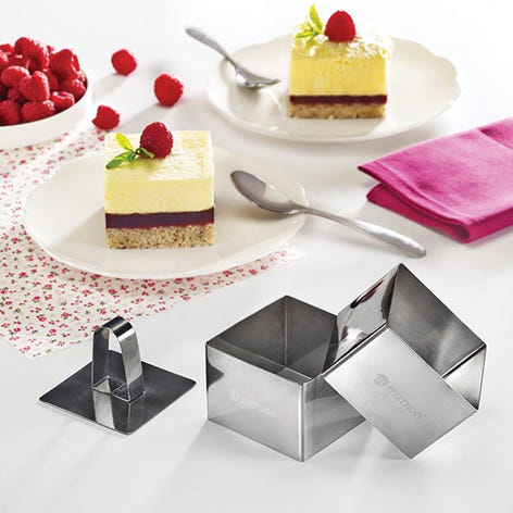 Lot de 4 emportes pièces carrés en inox avec poussoir Mathon - Mathon - 2