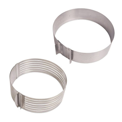 Lot cercle à trancher et cercle à gâteau extensibles inox Mathon - Mathon - 1