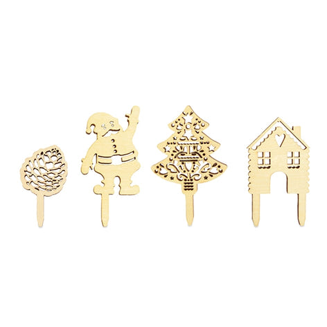 4 décorations Noël bois pour gâteaux Scrapcooking - Mathon - 1