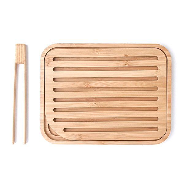 Planche à pain et pince à toast bambou 26 cm Pebbly - Mathon