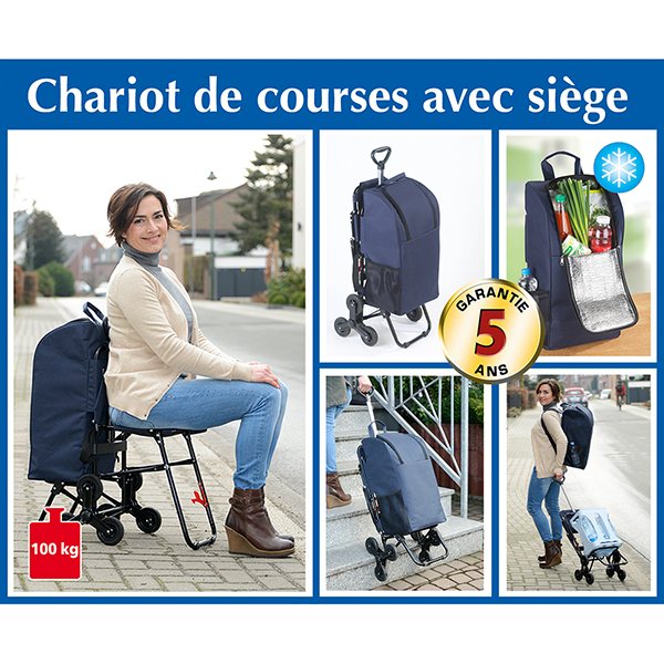 Chariot de courses avec siège bleu Wenko by Maximex - Mathon - 3