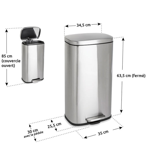 Poubelle de cuisine en inox 30 L Mathon - Mathon - 4