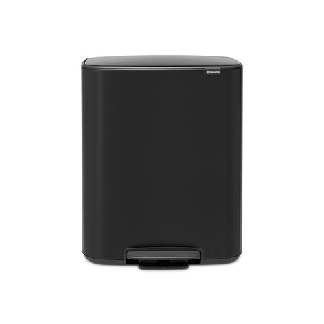 Poubelle rectangulaire à pédale avec 2 compartiments Bo noire 60 L  Brabantia - Mathon - 1