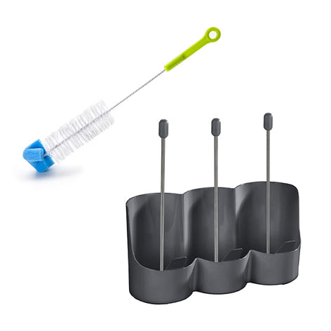 Lot égouttoir à bouteilles et brosse spéciale bouteille - Mathon - 1
