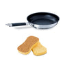 Lot poêle inox antiadhérente Rapid Cook 24 cm et 2 éponges végétales Mathon - Mathon - 1