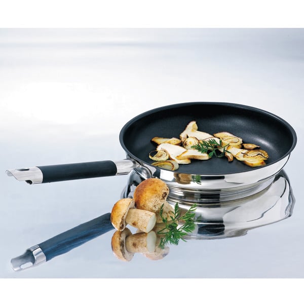 Lot poêle inox antiadhérente Rapid Cook 24 cm et 2 éponges végétales Mathon - Mathon - 3