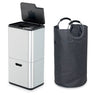 Lot poubelle de cuisine 3 bacs de tri sélectif 63 L inox et grand panier de tri 72 L Mathon - Mathon - 1