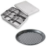 Lot de 5 bacs de préparation culinaire en inox et d’un moule à pizza perforé en acier antiadhérent 29,5 cm Mathon - Mathon - 1