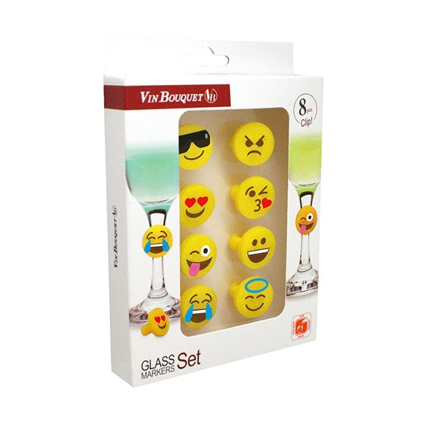 Set de 8 marque-verres Emoji en silicone - Mathon - 1