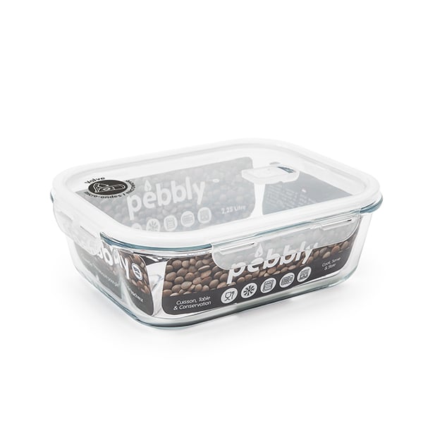 Boîte rectangulaire en verre 2,25 L Pebbly - Mathon - 1
