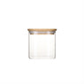 Pot en verre carré couvercle bambou 800ml Pebbly - Mathon - 1