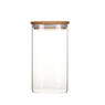 Pot en verre carré couvercle en bambou 1,4L Pebbly - Mathon - 1