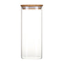 Pot en verre carré couvercle bambou 2,2L Pebbly - Mathon - 1
