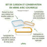 Set 3 boîtes en verre avec couvercles 560, 1370 et 3850 ml compatibles micro-ondes Pebbly - Mathon - 3