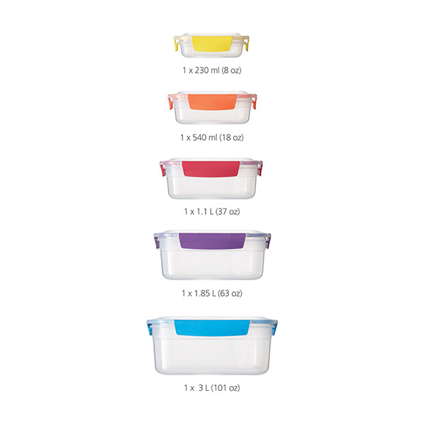 Set de 5 boites de conservation Nest Lock multicolores avec couvercles Joseph Joseph - Mathon - 3