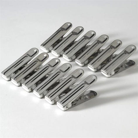 12 pinces à sachets en inox 6 cm - Mathon