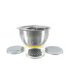 Set 3 bols en inox 1.4 L, 2.8 L et 4.7 L avec couvercles et 3 râpes interchangeables Pika - Mathon - 3