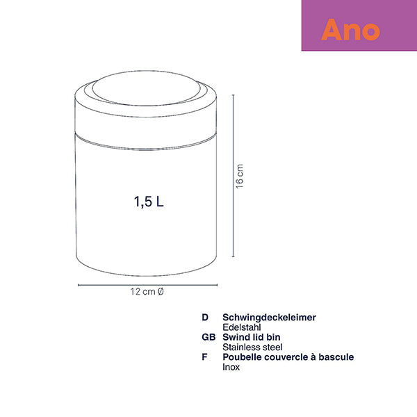 Poubelle cosmétique inox Ano 1,5 L Kela - Mathon - 3