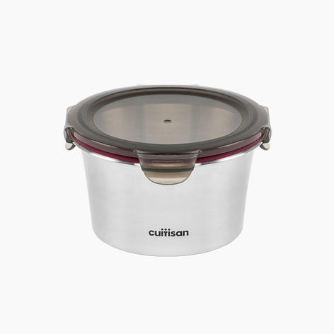 Boîte de conservation ronde en inox 920 ml compatible micro-ondes Cuitisan - Mathon - 1