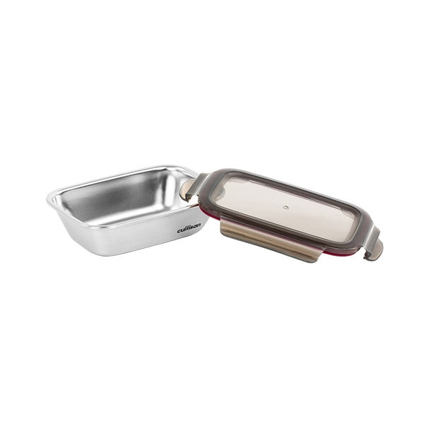 Boîte de conservation rectangulaire en inox 580 ml compatible micro-ondes Cuitisan - Mathon - 2