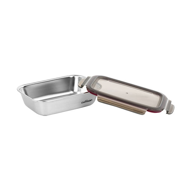 Boîte de conservation rectangulaire en inox 1100 ml compatible micro-ondes Cuitisan - Mathon - 3