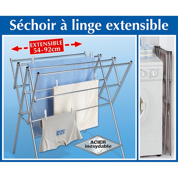 Séchoir à linge extensible en acier inoxydable Wenko by Maximex - Mathon - 2