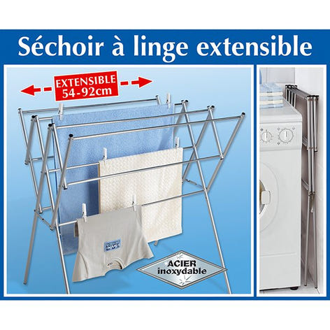 Séchoir à linge extensible en acier inoxydable Wenko by Maximex - Mathon - 2