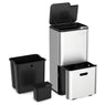 Lot poubelle de cuisine 3 bacs de tri sélectif 63 L inox et grand panier de tri 72 L Mathon - Mathon - 2