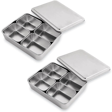 Lot 2 sets de 5 bacs de préparation culinaire en inox Mathon - Mathon - 1