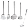 Lot de 4 ustensiles avec louche, cuillère, spatule, écumoire et d’un fouet magique à spirale 30 cm en inox Mathon - Mathon - 1