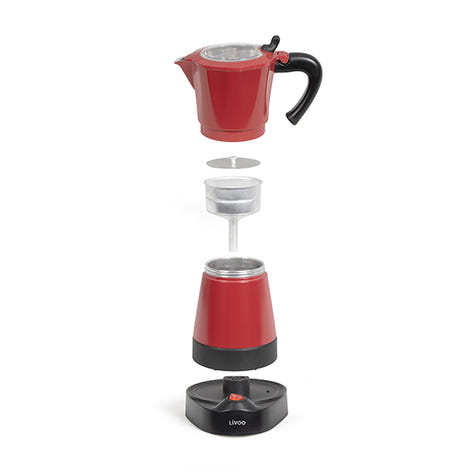 Cafetière électrique Italienne rouge 6 tasses 480 W Livoo - Mathon - 2