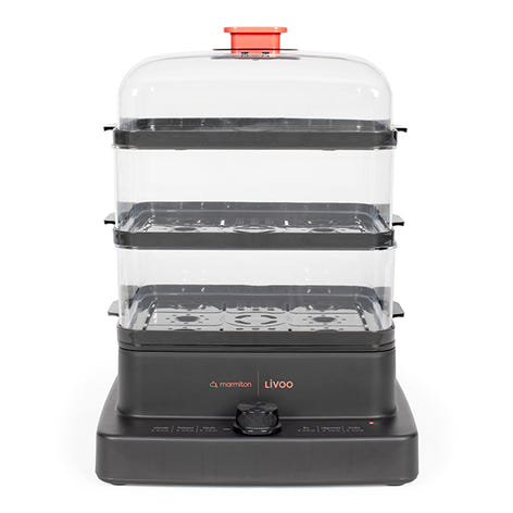 Cuiseur vapeur noir 12L 1200W DOC300 Livoo - Mathon - 1